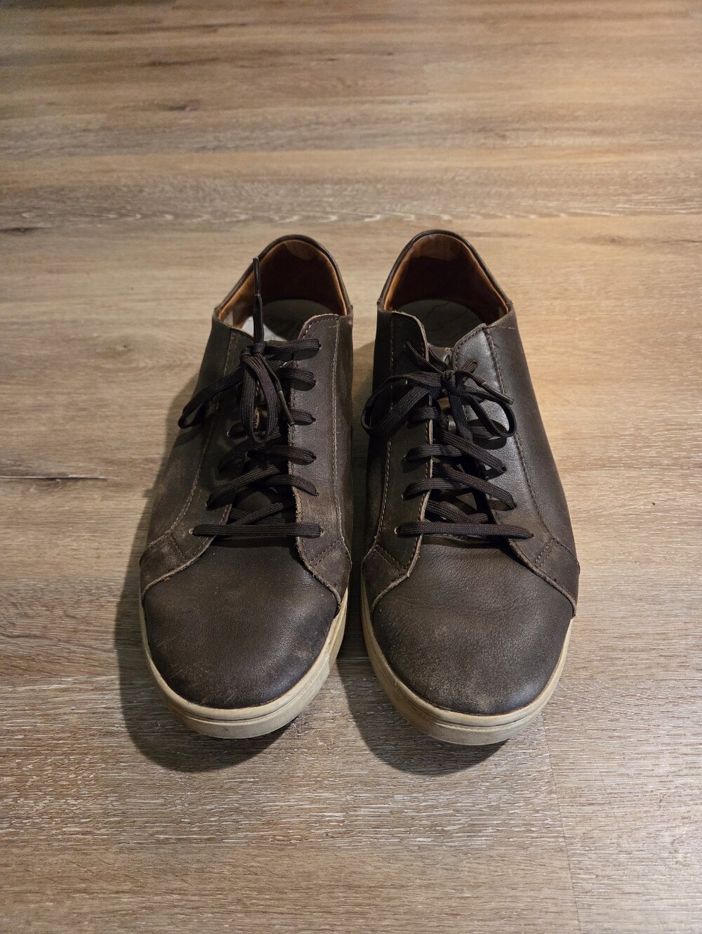 OluKai Men's Dark Brown Leather Lace-Up Sneakers